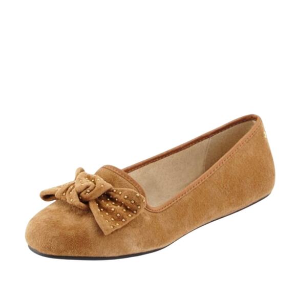 UGG Australia Alloway‎ Women's Suede Studded Bow Ballet Flats Shoes Brown SZ 9.5 - Picture 1 of 10